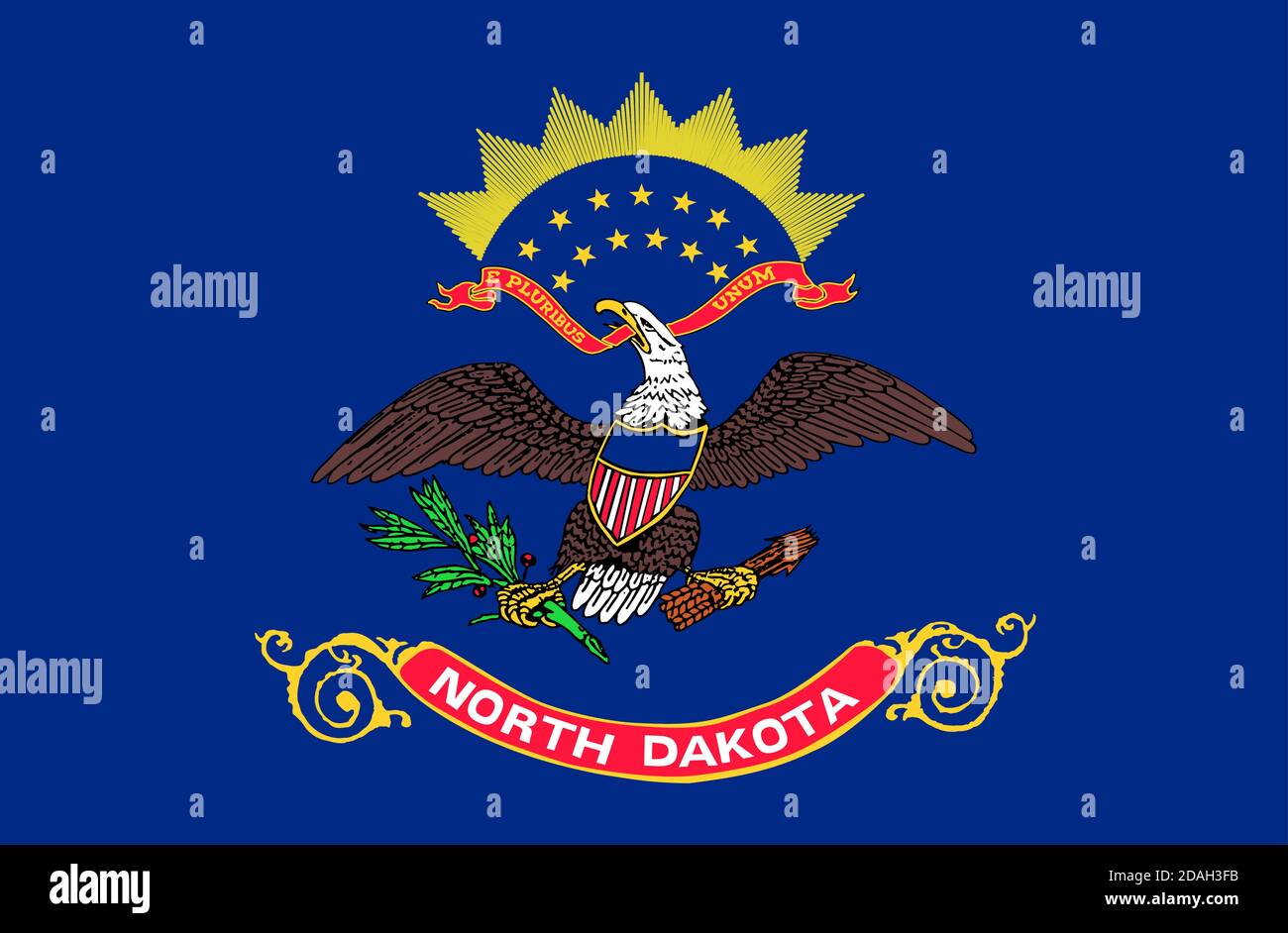 Bandiera dello stato degli Stati Uniti del North Dakota Illustrazione Vettoriale