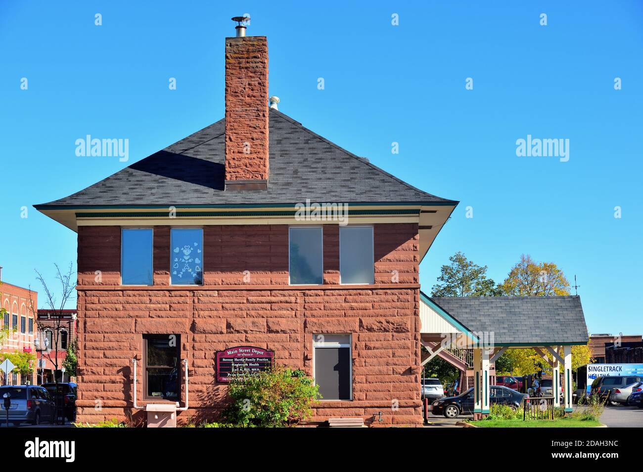 Marquette, Michigan, Stati Uniti. The Main Street Depot nel centro di Marquette, Michigan. Foto Stock