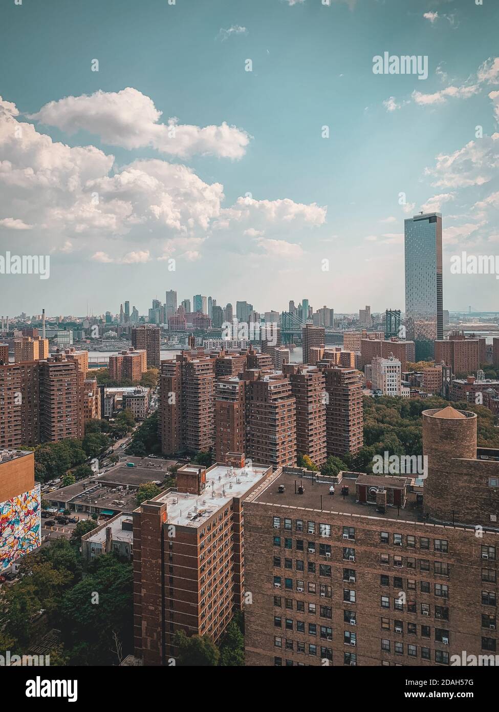 Vista sul paesaggio urbano del Lower East Side, a Manhattan, New York City Foto Stock