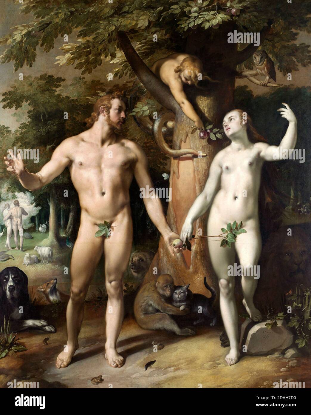 Adamo ed Eva - Cornelis van Haarlem, 1592 Foto Stock