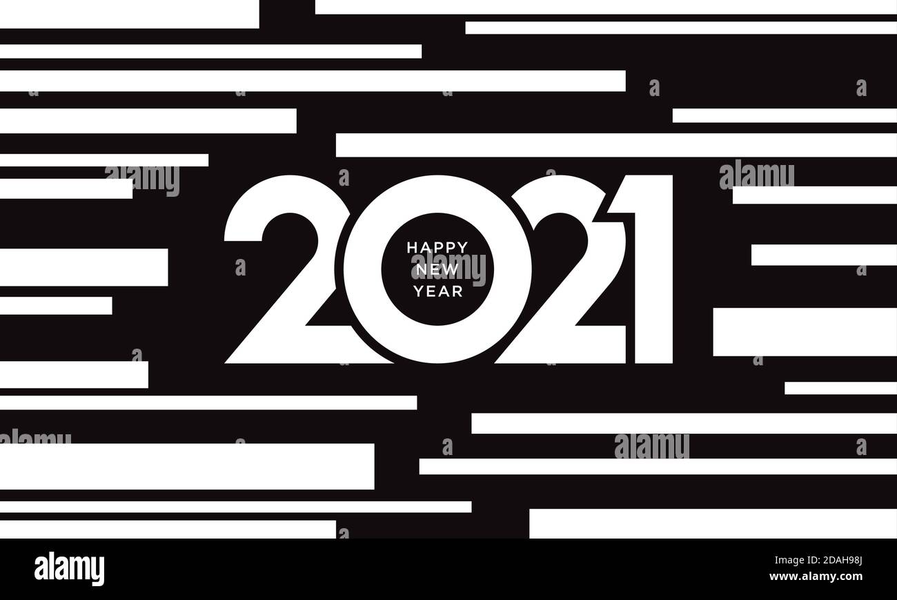 scheda di sfondo per il disegno vettoriale di colore bianco nero 2021. concetto creativo felice illustrazione vettoriale di nuovo anno. Illustrazione Vettoriale
