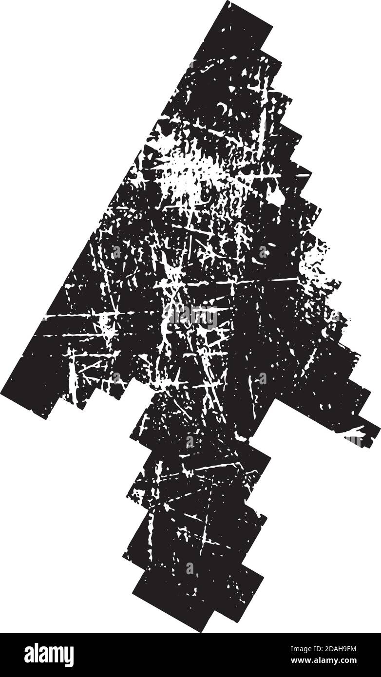 illustrazione vettore nero grugnoso timbro di gomma simbolo della freccia cursore isolato su bianco Illustrazione Vettoriale