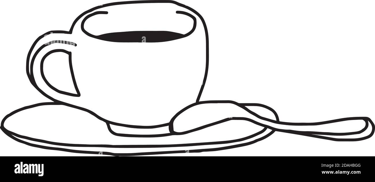 illustrazione vettore mano disegnata di tazza di caffè isolato su sfondo bianco Illustrazione Vettoriale