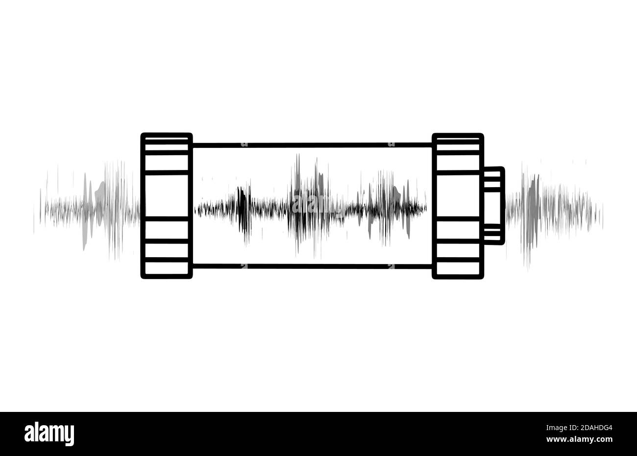 Illustrazione delineare le batterie cariche di cartone animato con carica elettrica, risonanza. Elemento vettoriale in bianco e nero per interfaccia mobile, banner AN Illustrazione Vettoriale