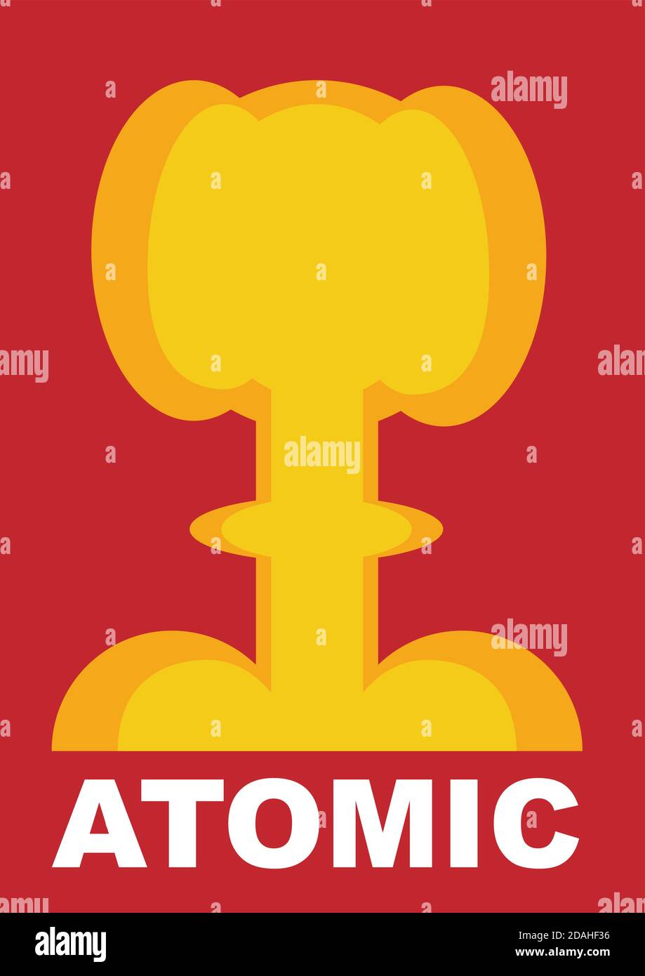 sfondo vettoriale geometrico per poster o copertina. Esplosione di bomba nucleare in forme astratte in design piatto Illustrazione Vettoriale