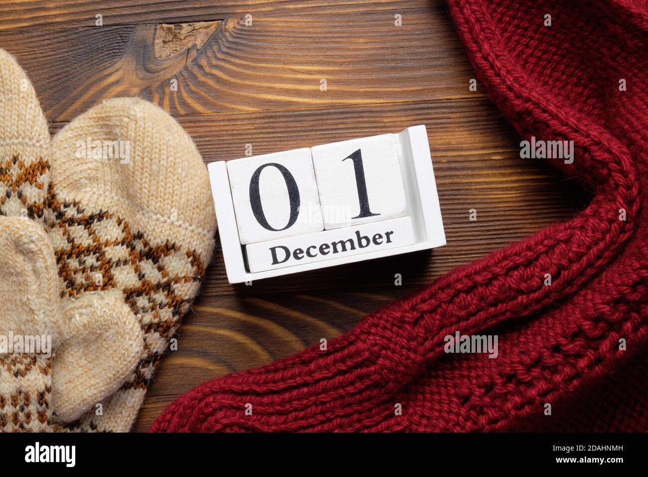 primo giorno del calendario del mese invernale dicembre Foto Stock