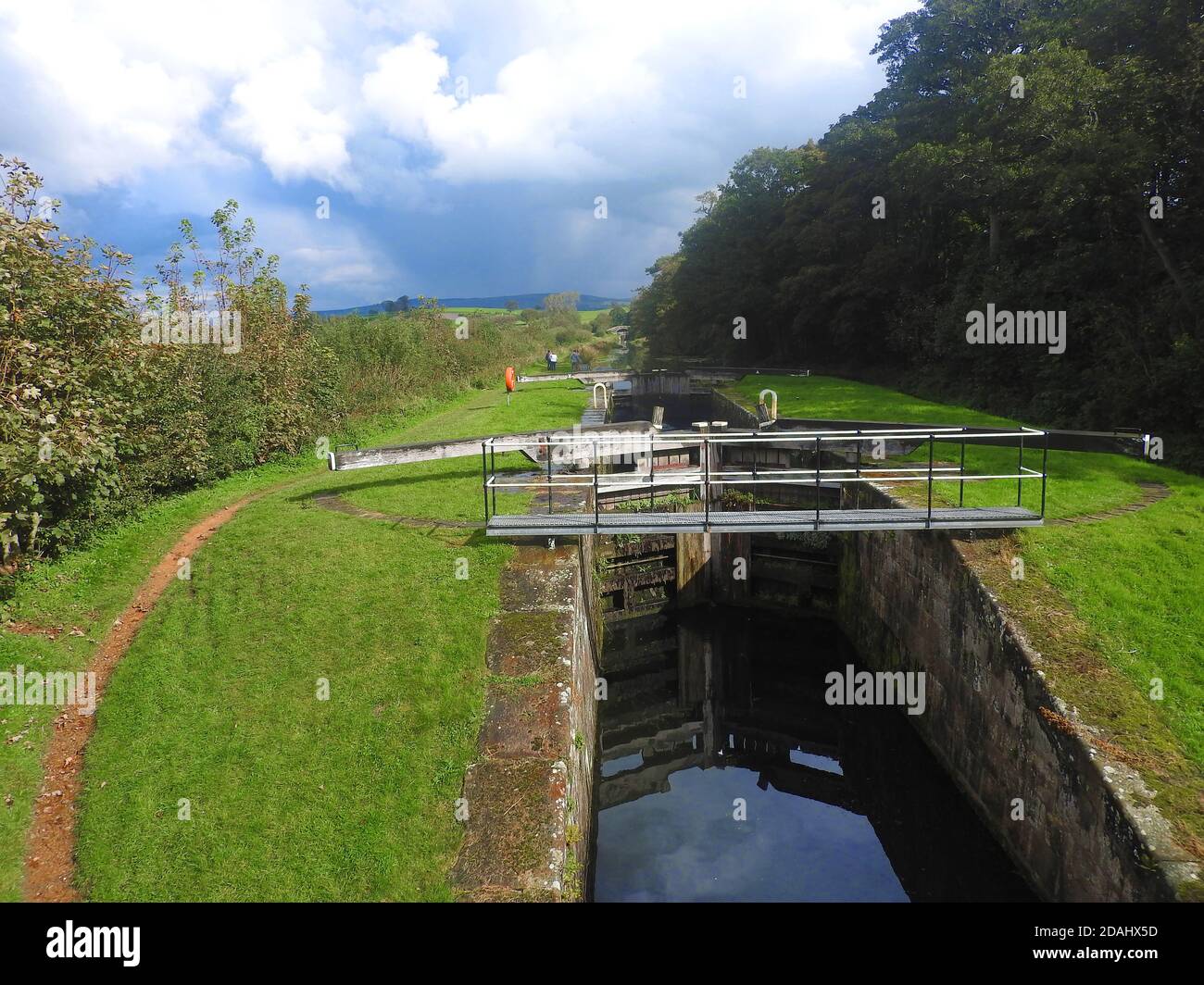 British Canal System -filiale di Glasson di Lancaster Canal, Inghilterra, Regno Unito ----- Glasson Top (2° cancello) nel settembre 2020. Foto Stock
