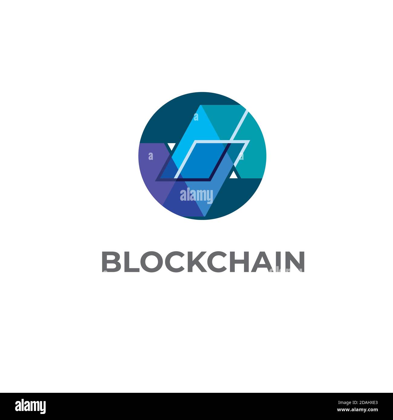 Logo vettoriale catena di blocco. Fregio catena monoblocco Illustrazione Vettoriale