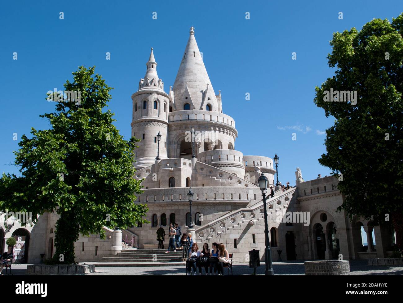 Punto di riferimento a Budapest. Bastione dei pescatori. Ungheria. Foto Stock
