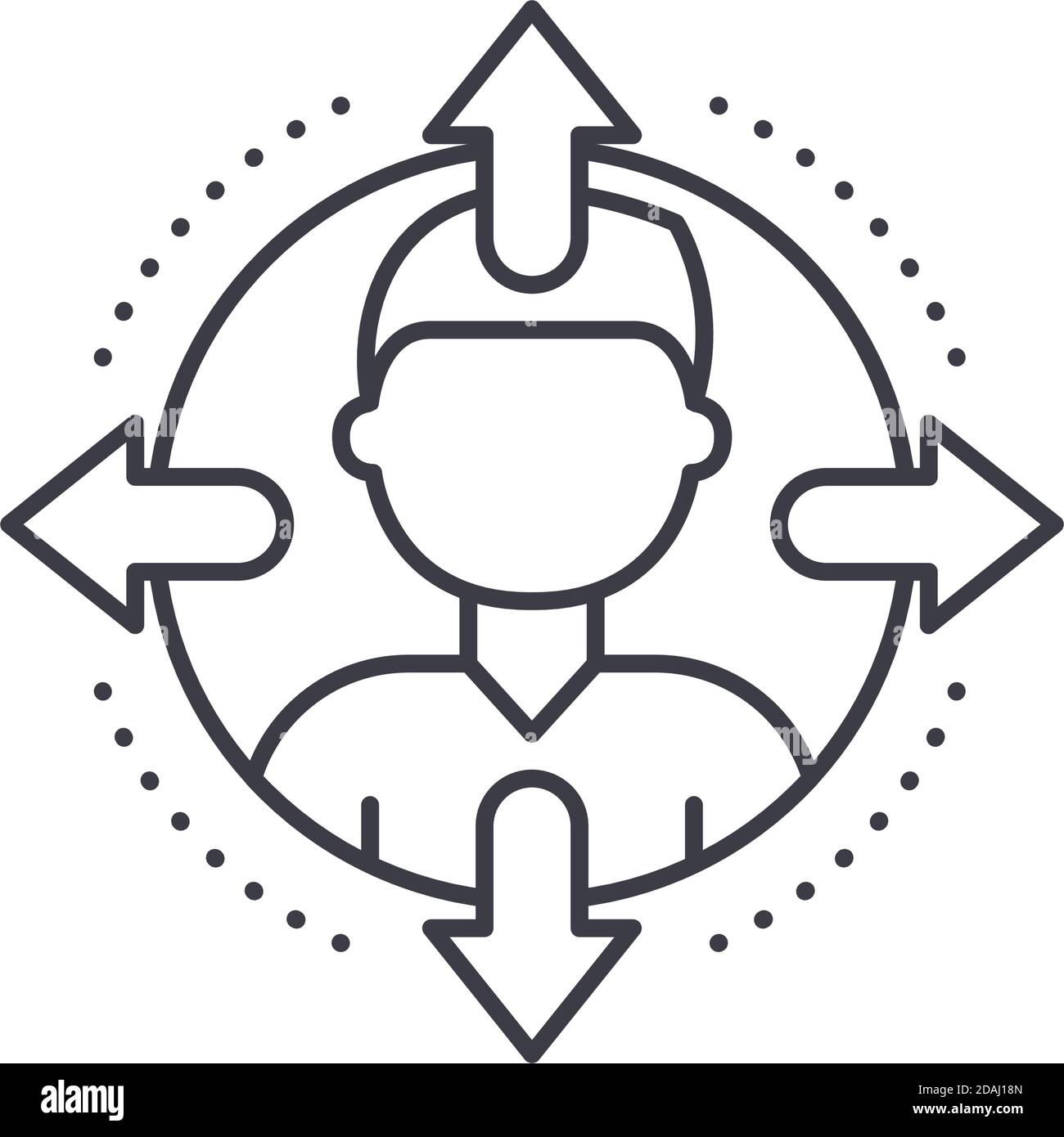 Icona dell'immagine delle opportunità di business, illustrazione isolata lineare, vettore a linee sottili, segno di web design, simbolo del concetto di contorno con tratto modificabile su bianco Illustrazione Vettoriale