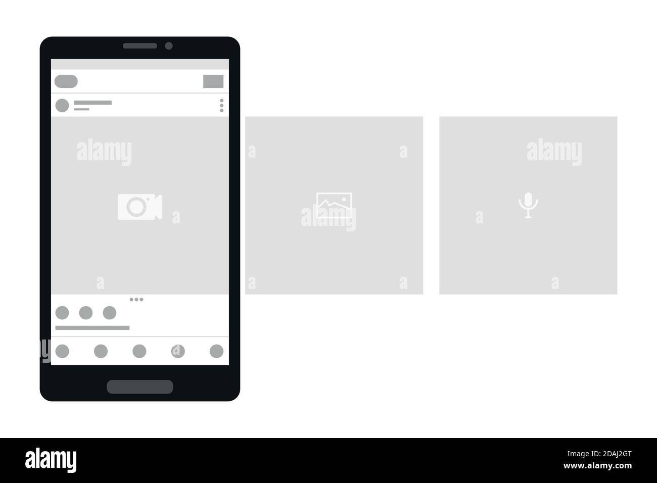 Smartphone con interfaccia carosello post sul social network Illustrazione Vettoriale