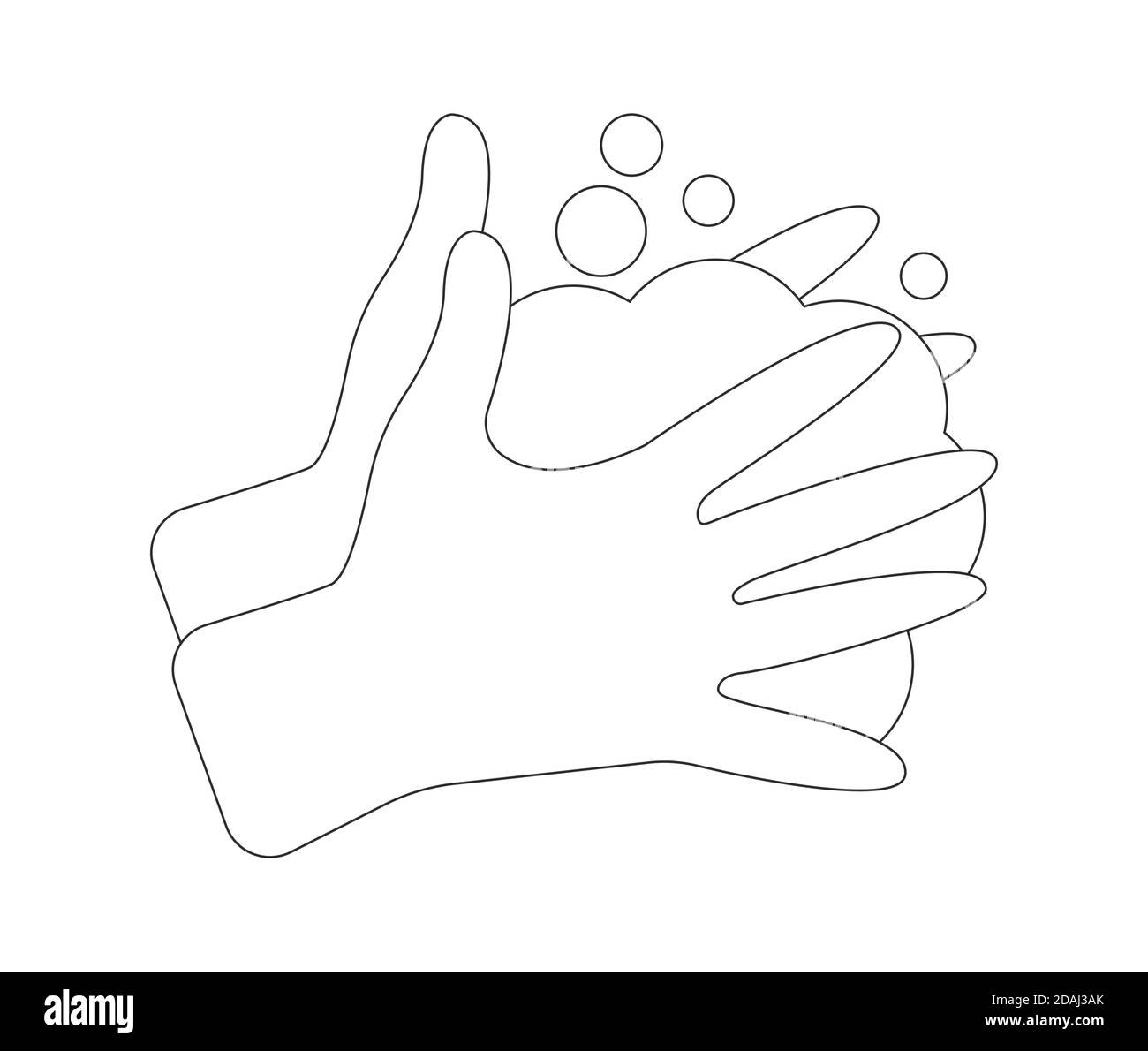 Illustrazione vettoriale delle mani di lavaggio. Lavaggio a mano contorno stile colorato icona isolato Illustrazione Vettoriale