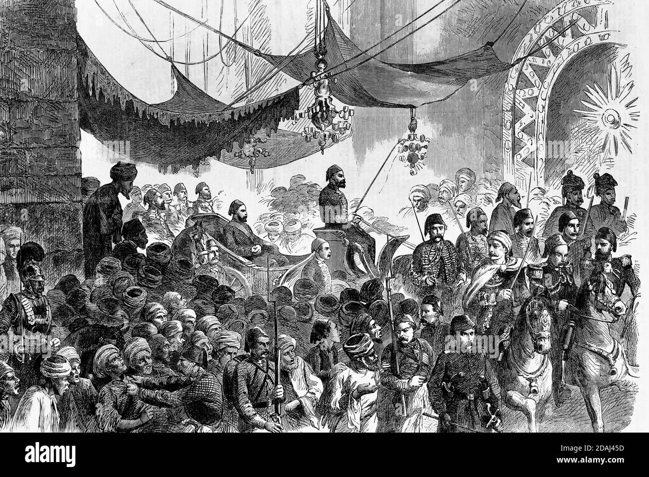 Il Mehmed Fuad Pasha del Sultano progredirà attraverso il Cairo, Egitto. 1863. Illustrazione antica. 1867. Foto Stock