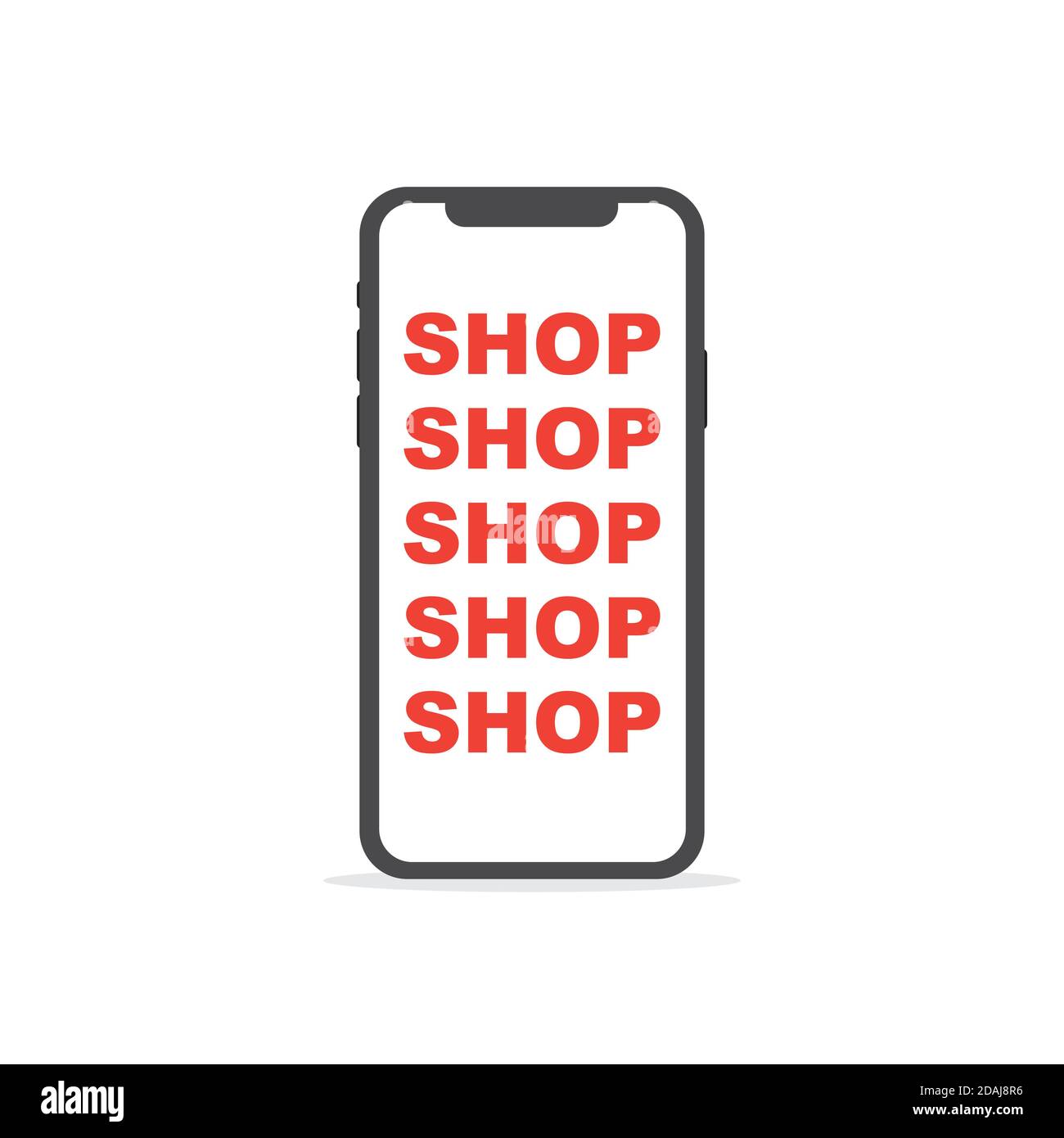 Acquisto di telefoni cellulari o acquisti online con icona vettoriale piatta isolato su sfondo bianco Illustrazione Vettoriale