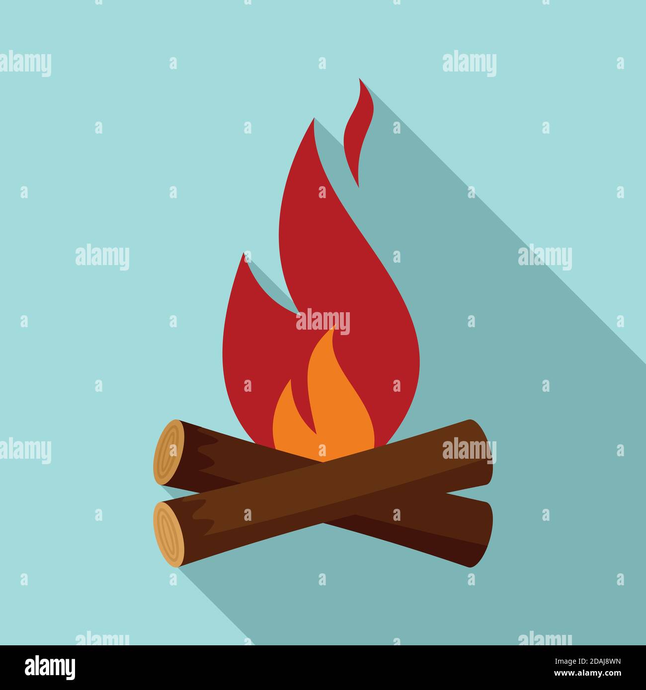 Icona Hunter Campfire, stile piatto Illustrazione Vettoriale