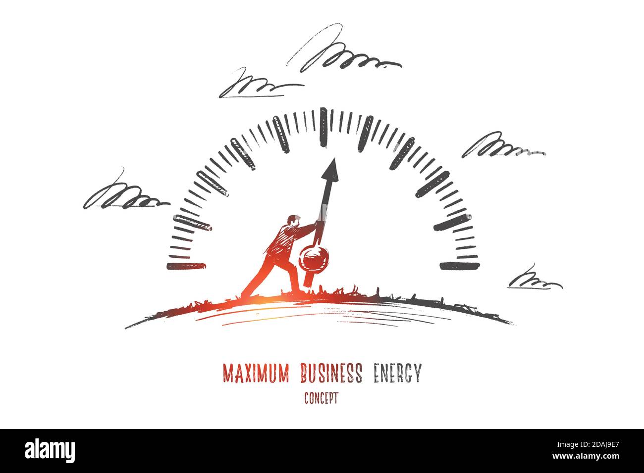 Massima energia aziendale. Vettore isolato disegnato a mano. Illustrazione Vettoriale