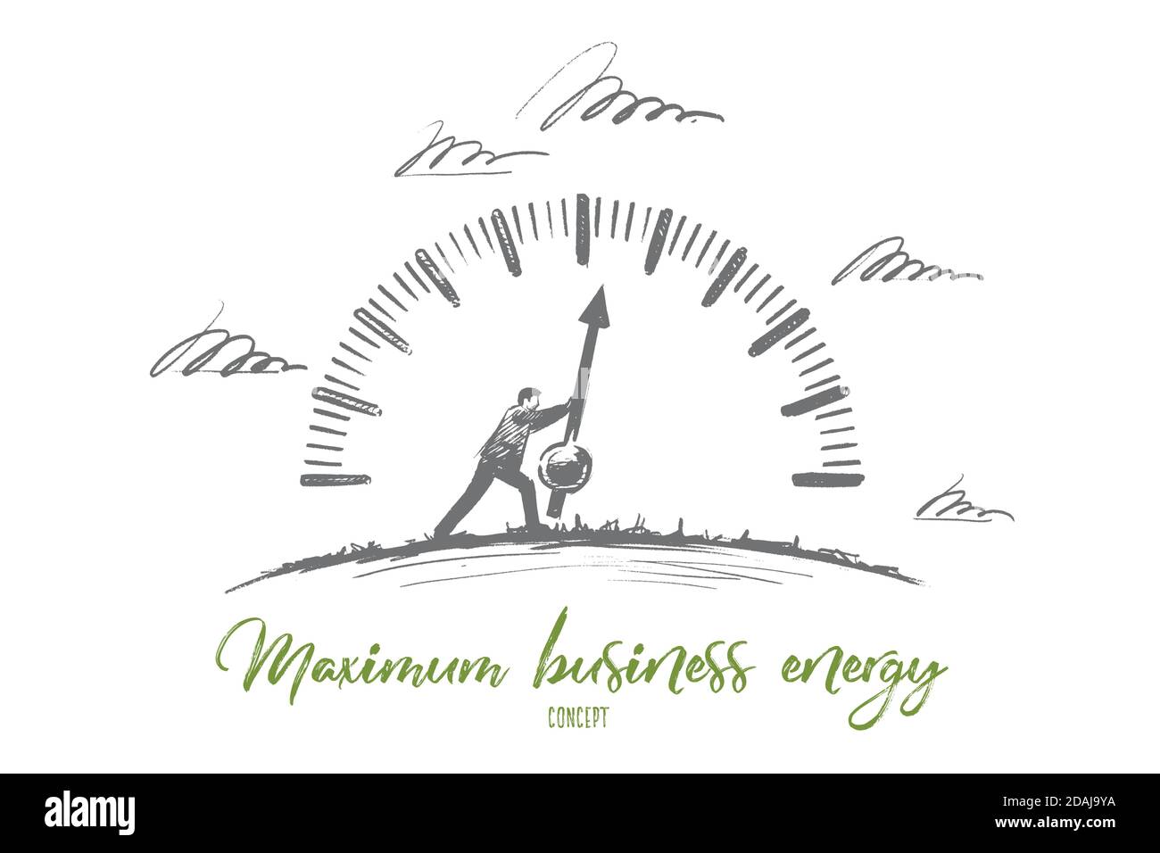Massima energia aziendale. Vettore isolato disegnato a mano. Illustrazione Vettoriale