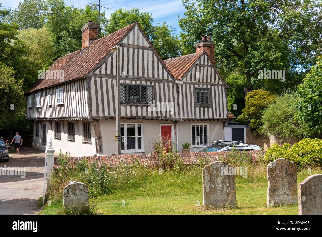 Storica proprietà con struttura in legno a Linton, Cambridgeshire, Regno Unito Foto Stock