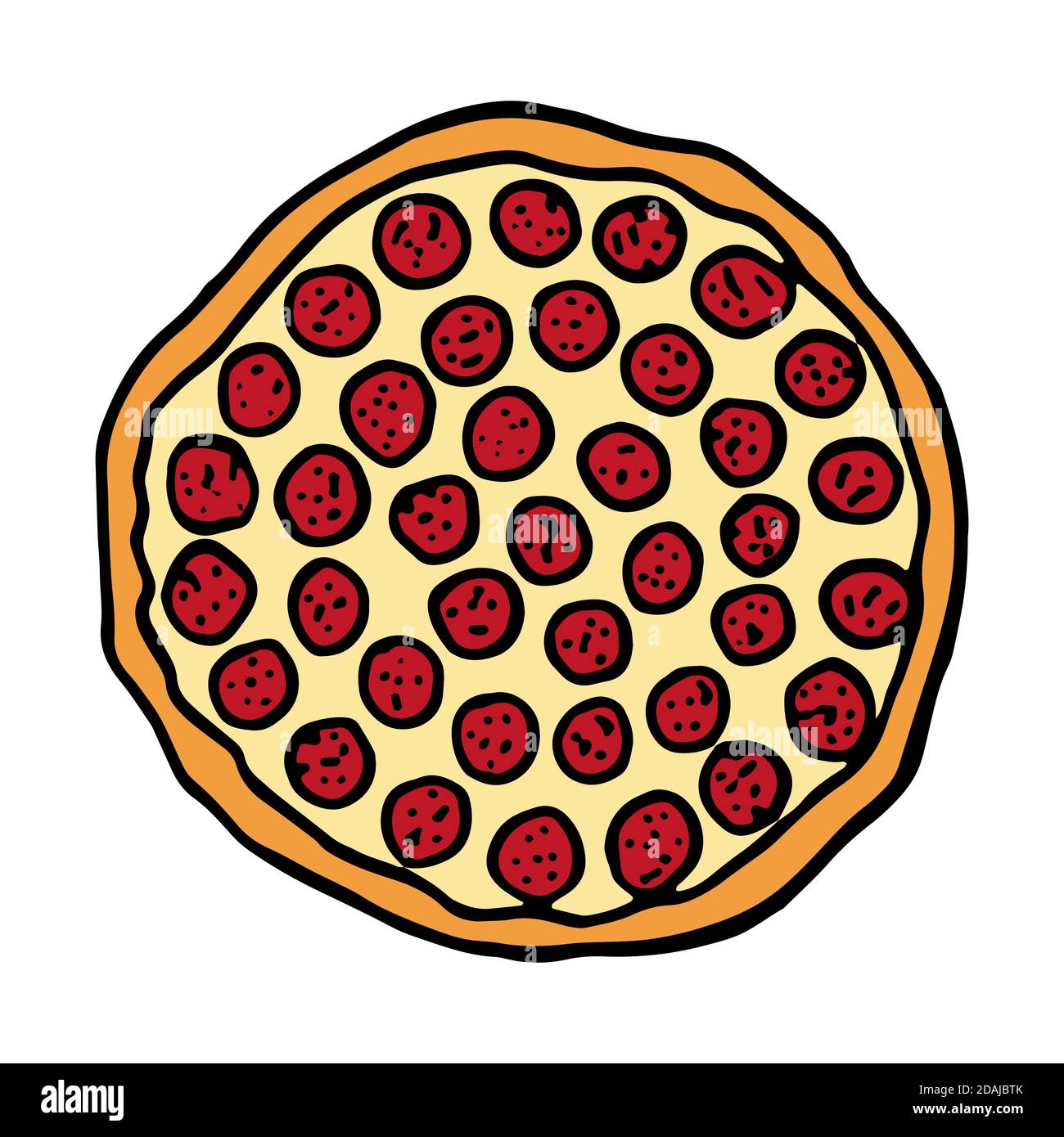 Pizza cucina italiana tradizionale. Stile di schizzo disegnato a mano. Immagine vettoriale colorata isolato su sfondo bianco per il menu ristorante e pacchetti des Illustrazione Vettoriale