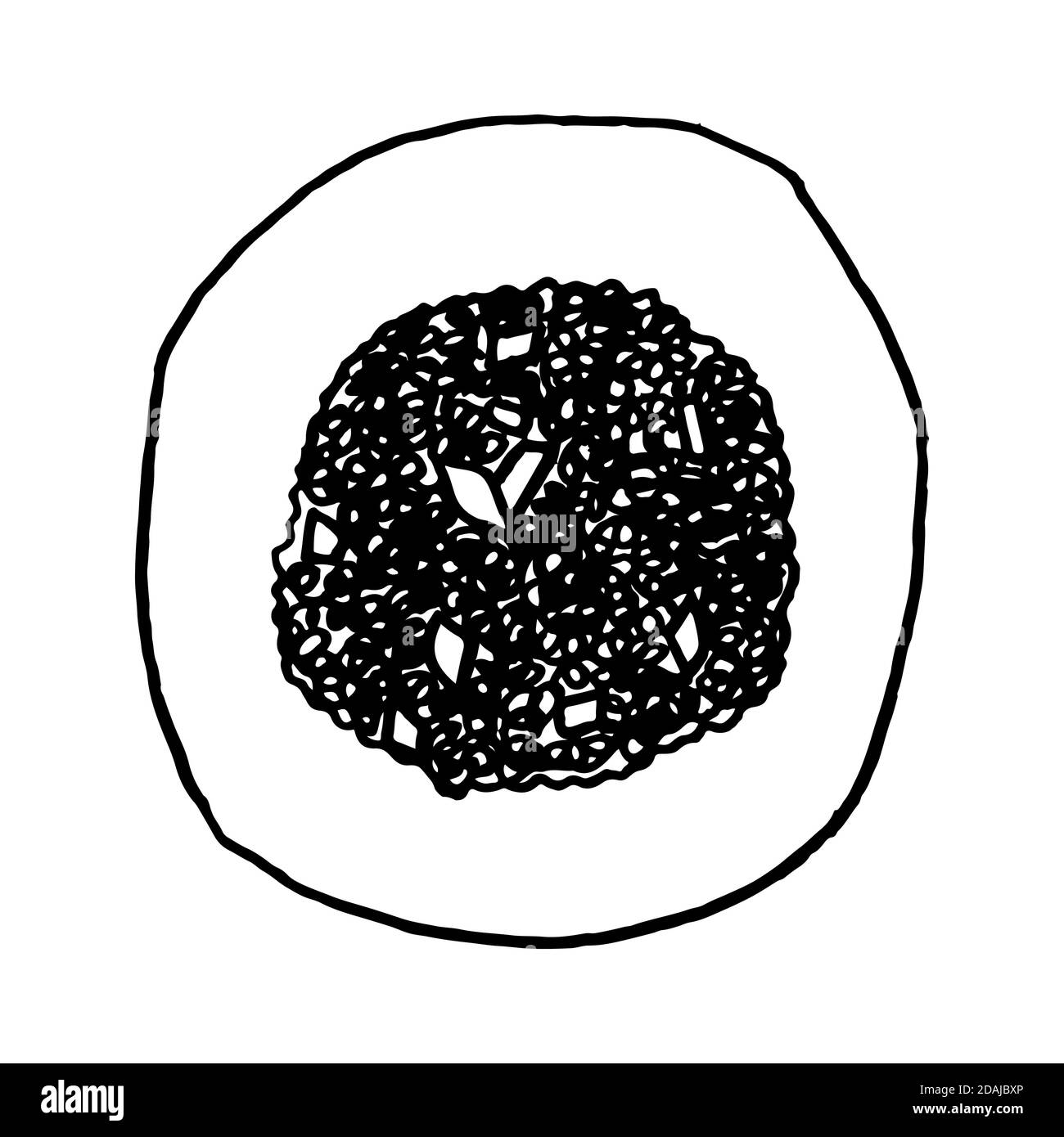 Rizotto cucina tradizionale italiana. Stile di schizzo disegnato a mano. Illustrazione vettoriale isolata su sfondo bianco per menu ristorante e design pacchetto, po Illustrazione Vettoriale