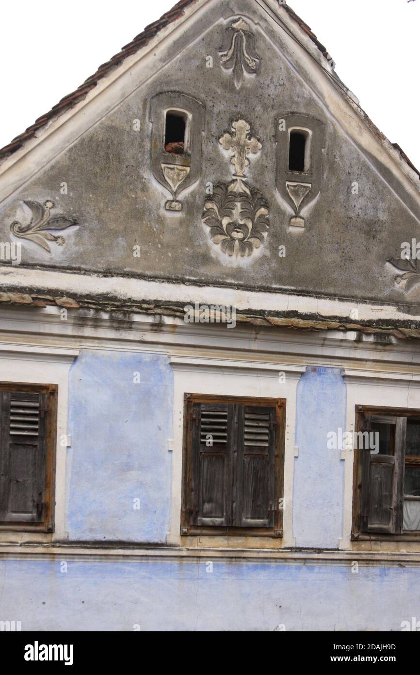 Casa storica con architettura sassone nella contea di Sibiu, Romania Foto Stock