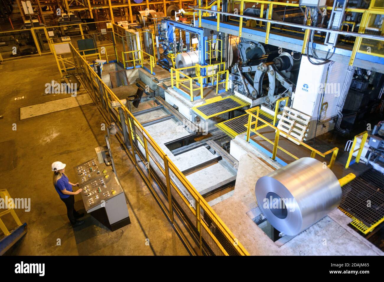 L'acciaieria Tata a Port Talbot, nel Galles del Sud - l'impianto in acciaio laminato a freddo Foto Stock