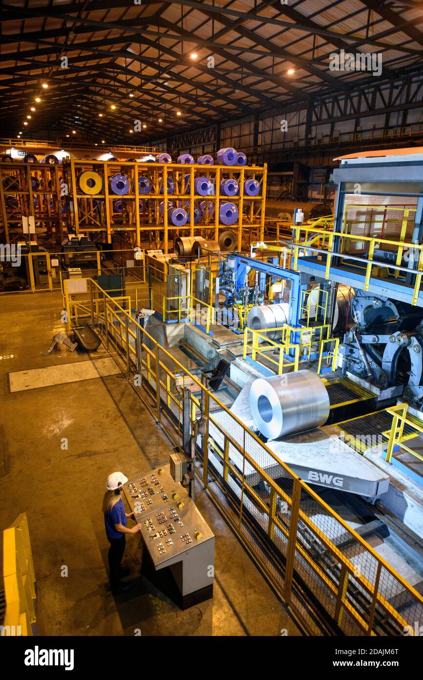 L'acciaieria Tata a Port Talbot, nel Galles del Sud - l'impianto in acciaio laminato a freddo Foto Stock