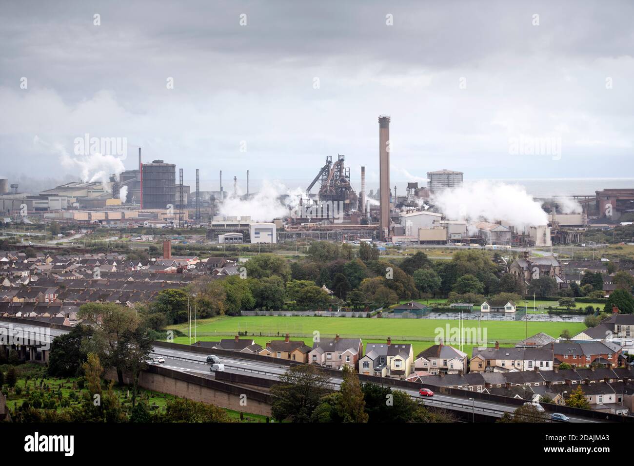 La Tata Steelworks a Port Talbot, Galles del Sud Regno Unito Foto Stock