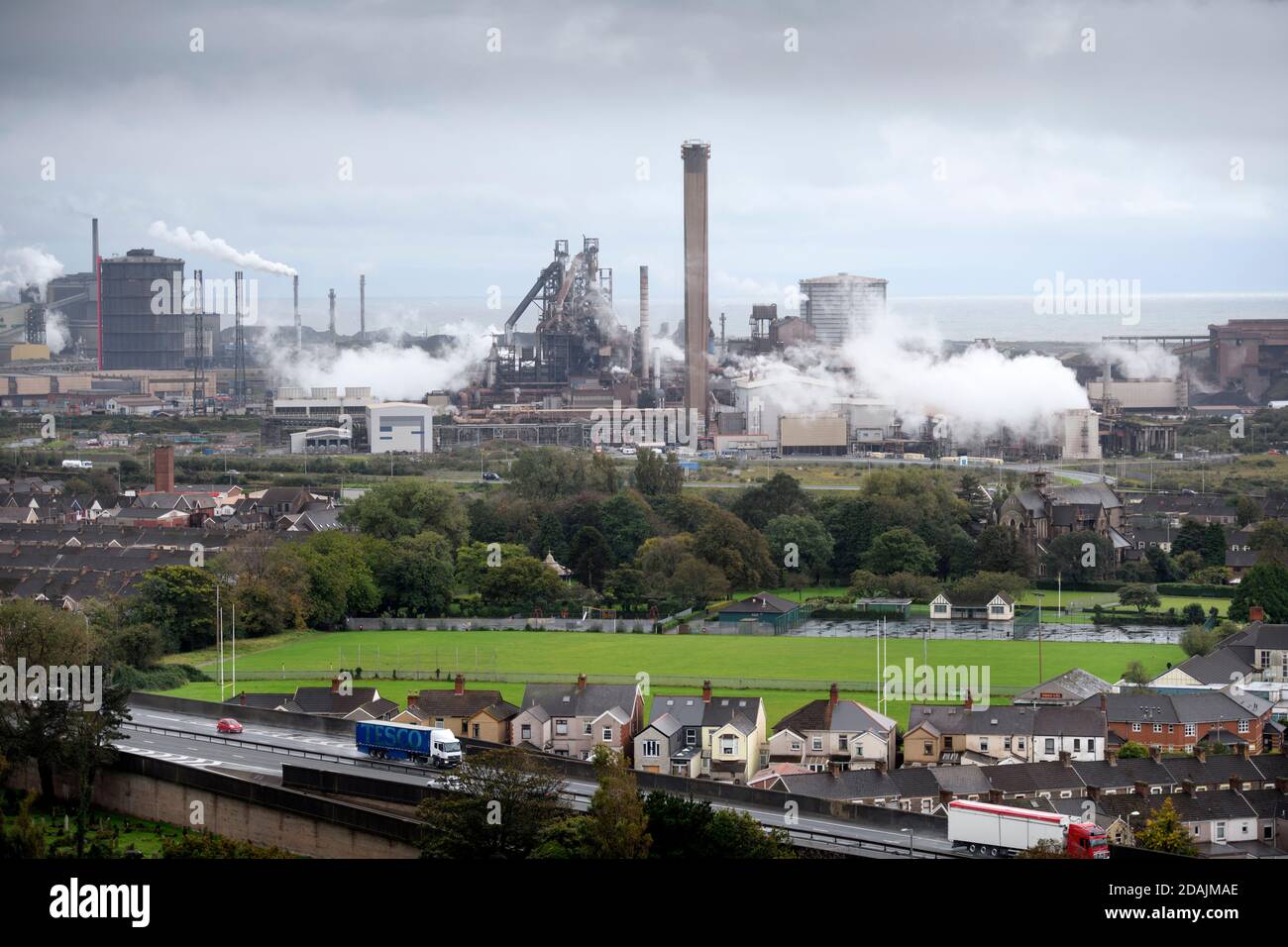La Tata Steelworks a Port Talbot, Galles del Sud Regno Unito Foto Stock