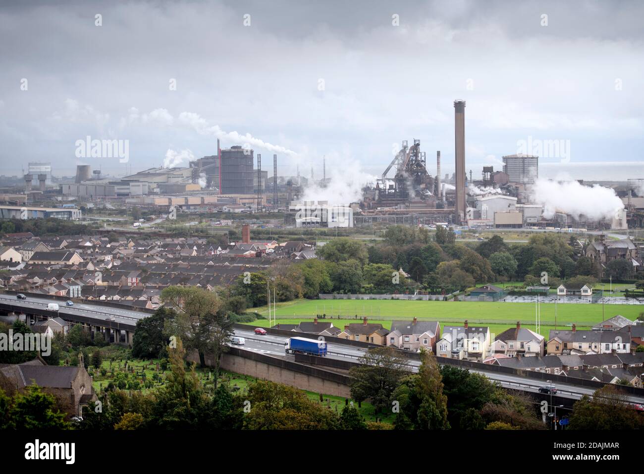 La Tata Steelworks a Port Talbot, Galles del Sud Regno Unito Foto Stock