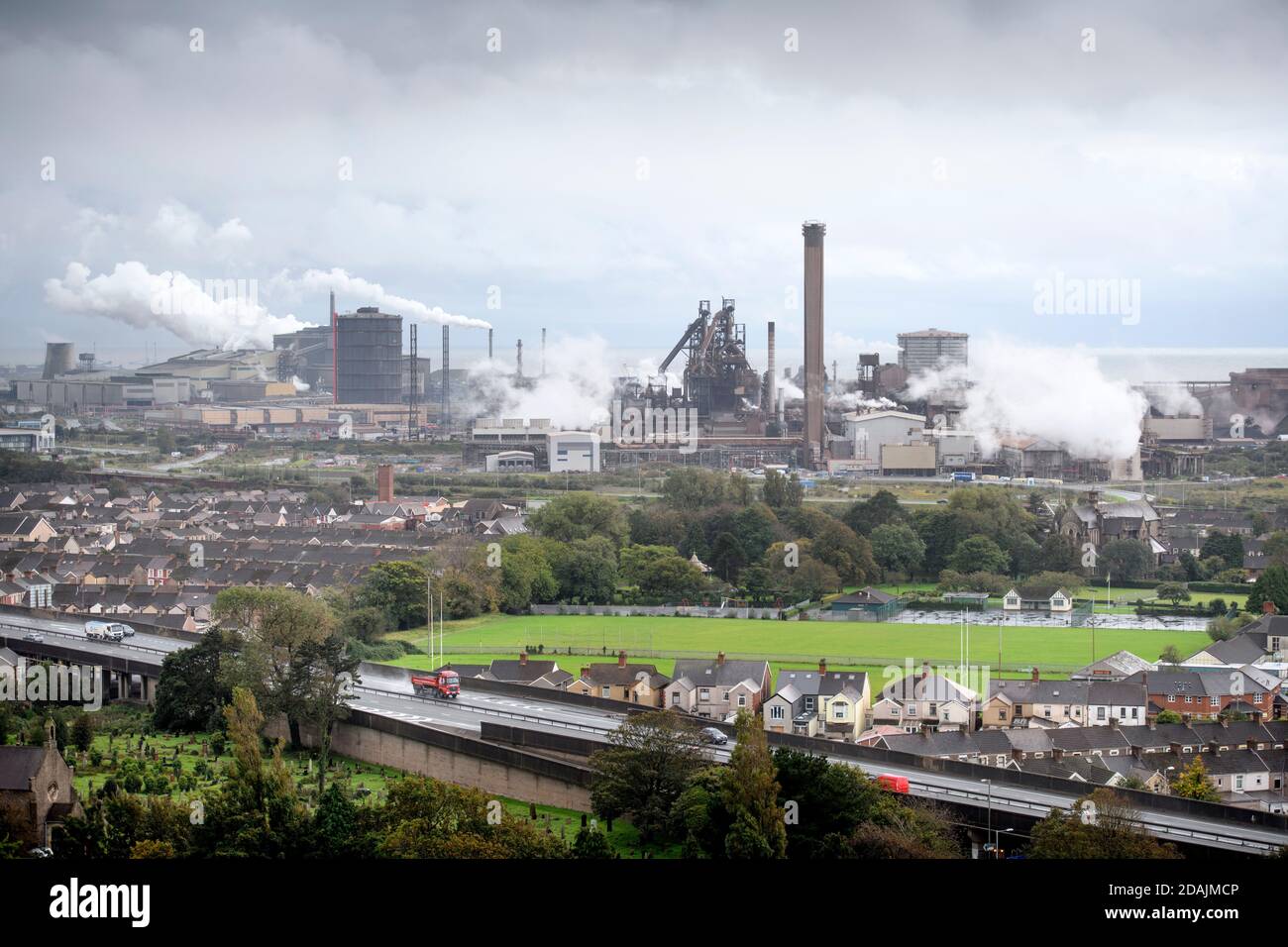 La Tata Steelworks a Port Talbot, Galles del Sud Regno Unito Foto Stock
