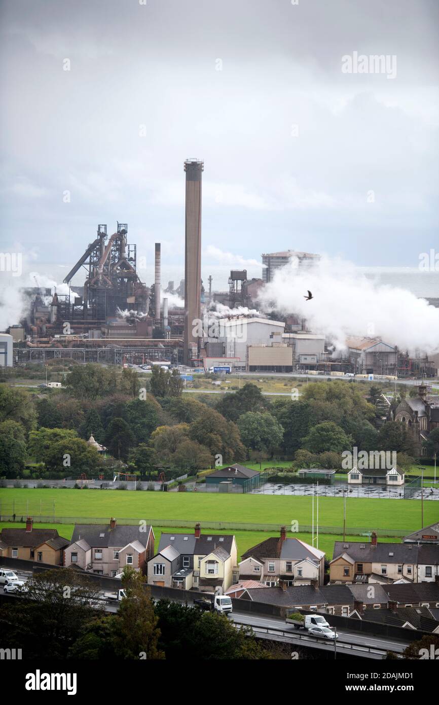 La Tata Steelworks a Port Talbot, Galles del Sud Regno Unito Foto Stock