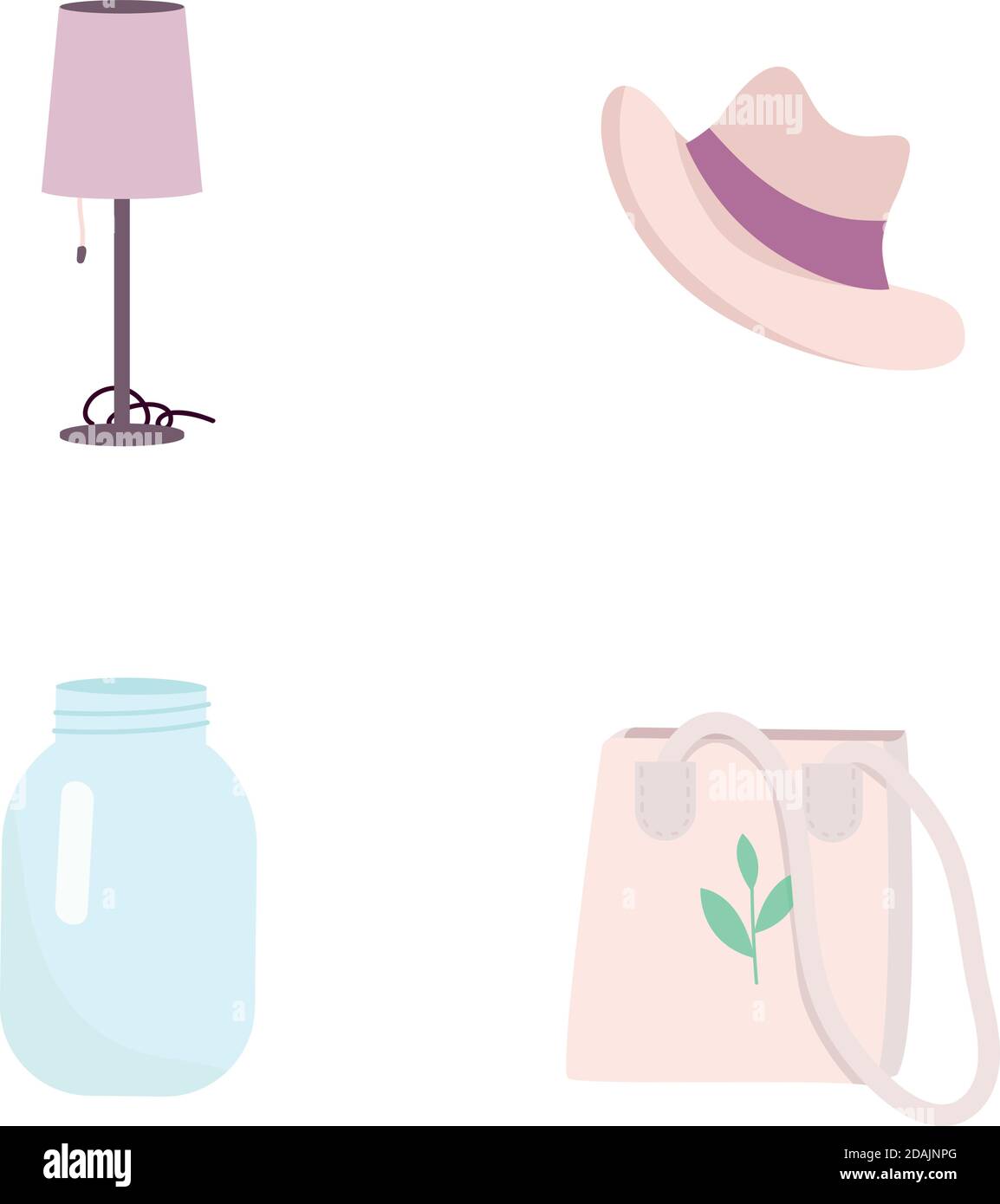 Set di oggetti piatti per prodotti riutilizzabili Illustrazione Vettoriale