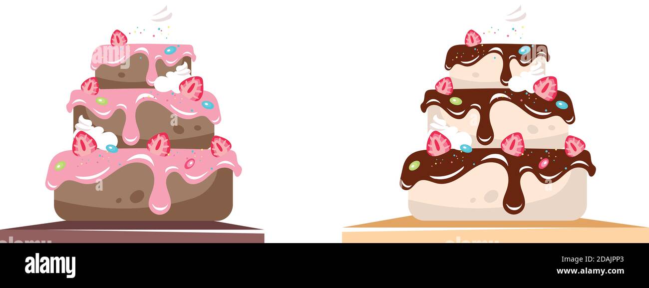 Set di oggetti vettoriali piatti per torte Illustrazione Vettoriale