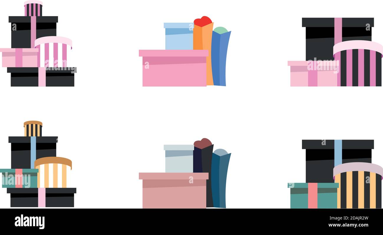 Set di oggetti di lusso per le scatole dello shopping Illustrazione Vettoriale