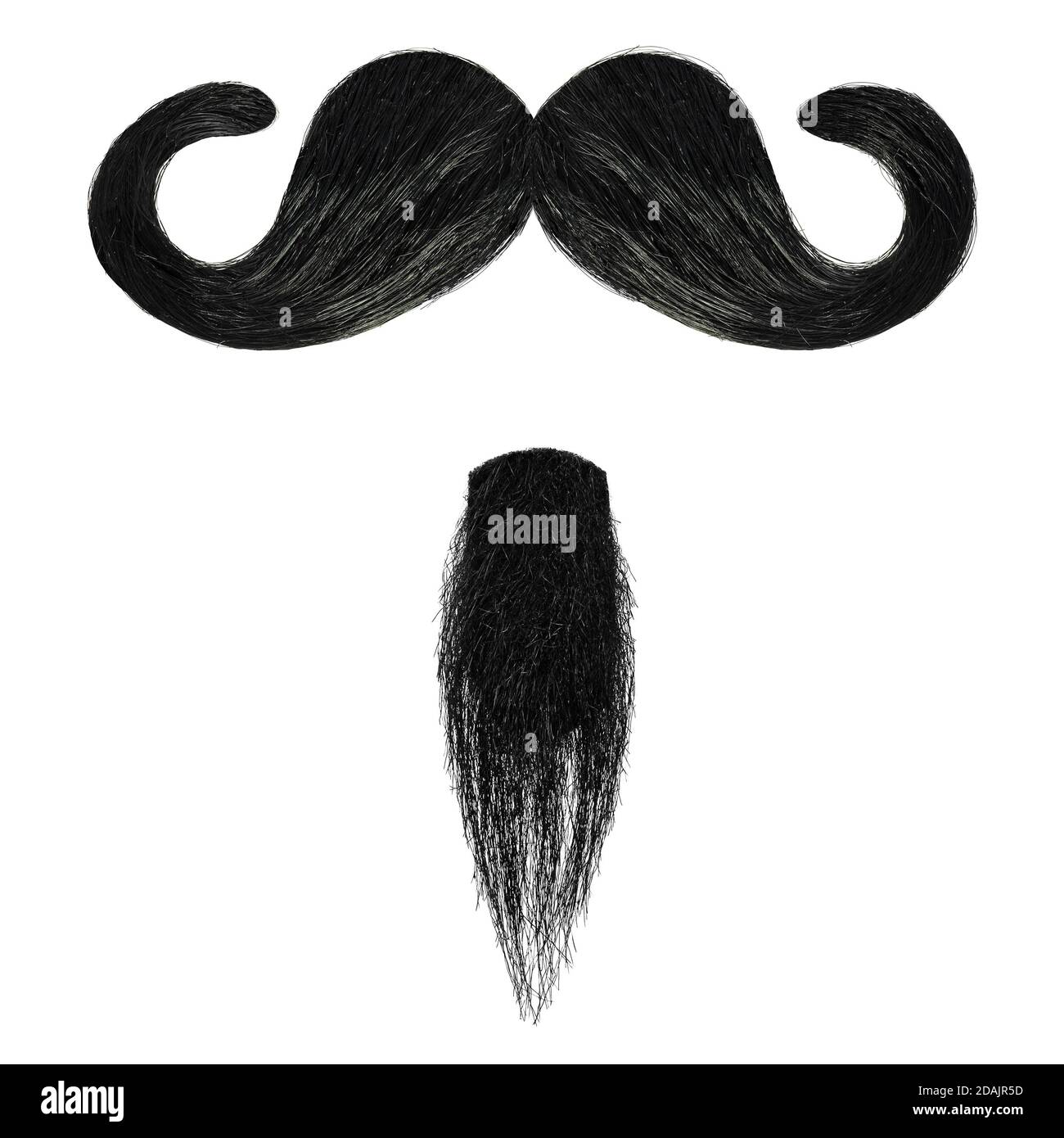 Baffi neri ricci e barba al capretto isolati su un bianco sfondo Foto Stock