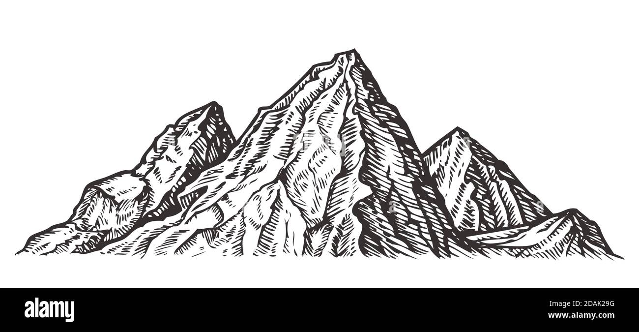 Paesaggio di montagna. Illustrazione vettoriale dello schizzo della natura Illustrazione Vettoriale