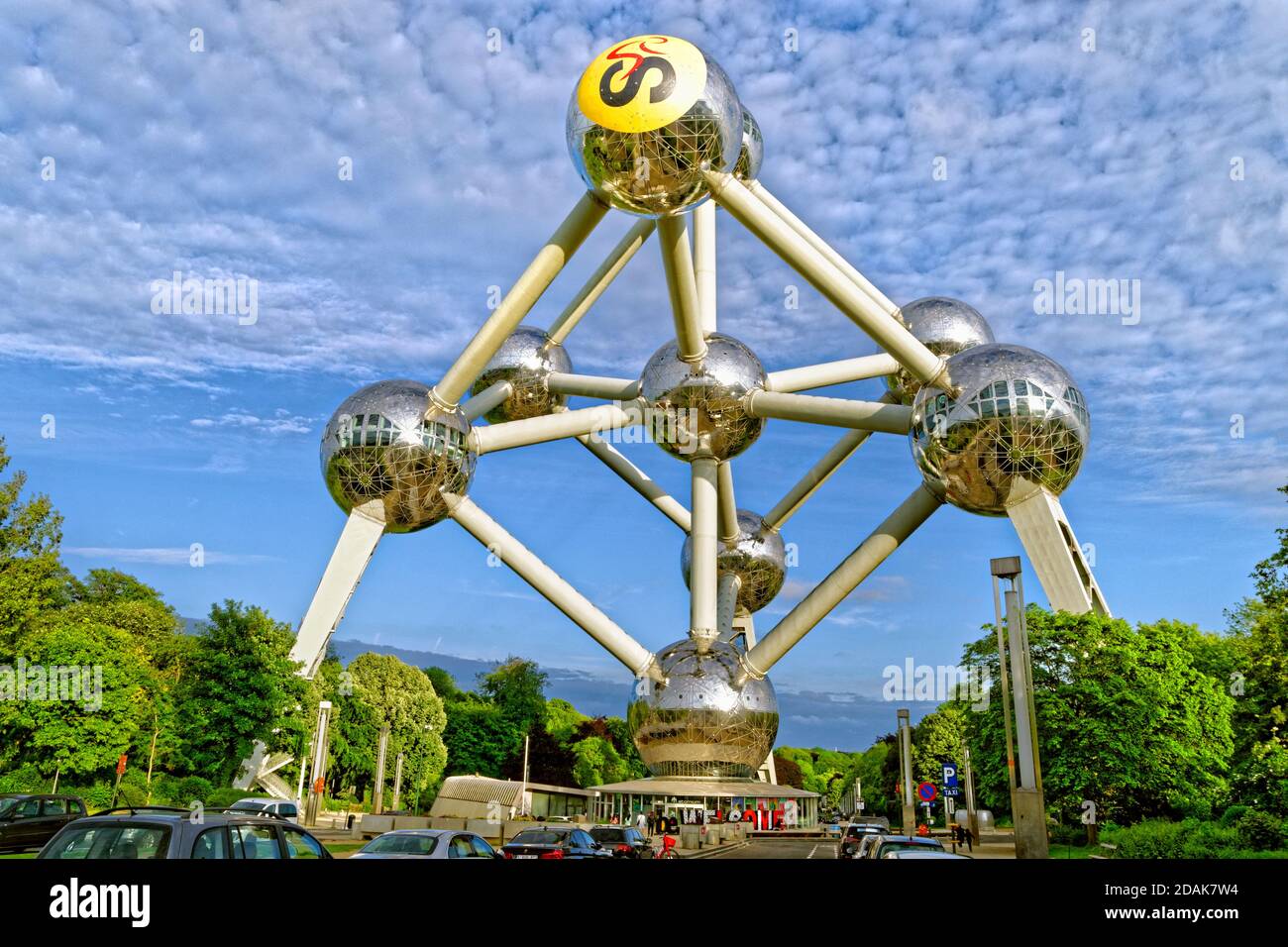 Atomium di Bruxelles, eretto per il 1958 Bruxelles Fiera Mondiale, Belgio. Foto Stock