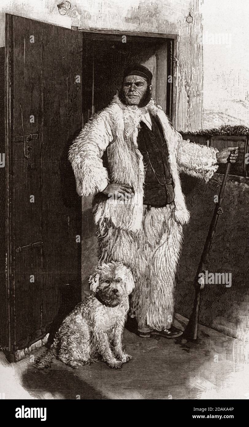 Gabellotto in abiti invernali - 19 ° secolo Foto Stock