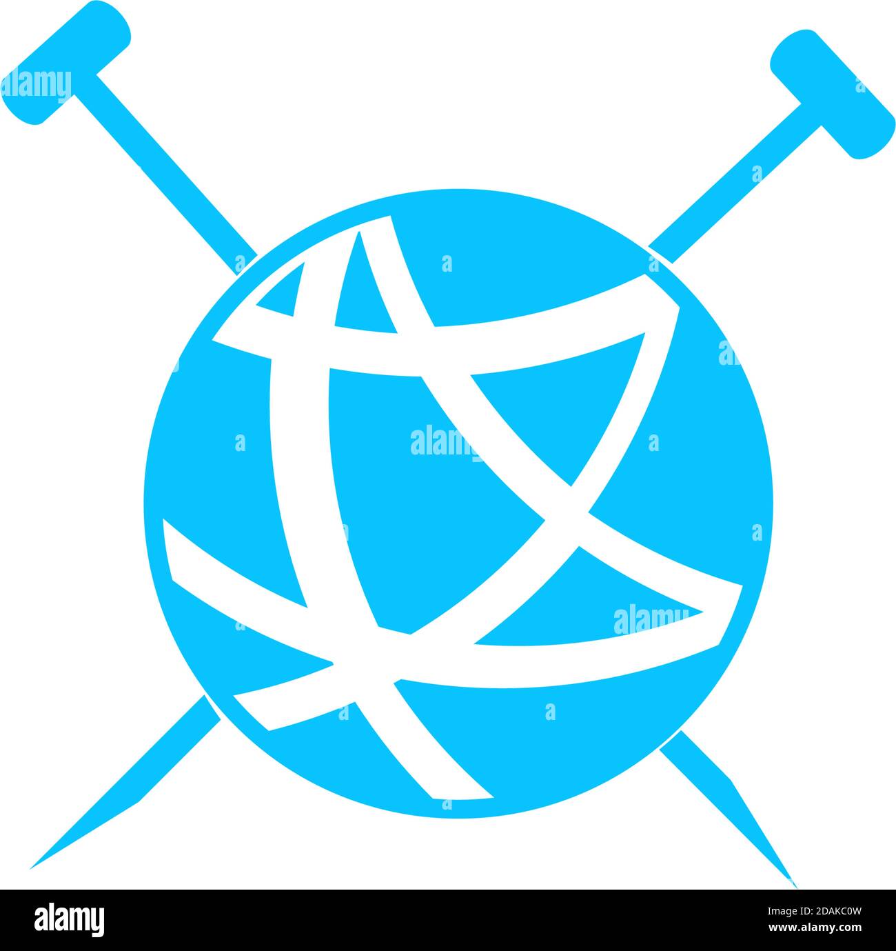 Palla di filo di ravel su misura per la lavorazione a maglia icona piatta. Pittogramma blu su sfondo bianco. Simbolo dell'illustrazione vettoriale Illustrazione Vettoriale