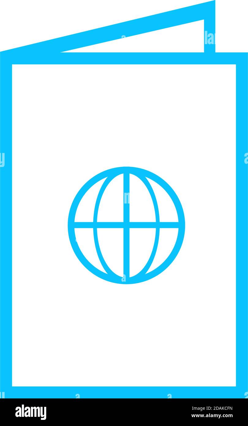 Icona passaporto piatta. Pittogramma blu su sfondo bianco. Simbolo dell'illustrazione vettoriale Illustrazione Vettoriale