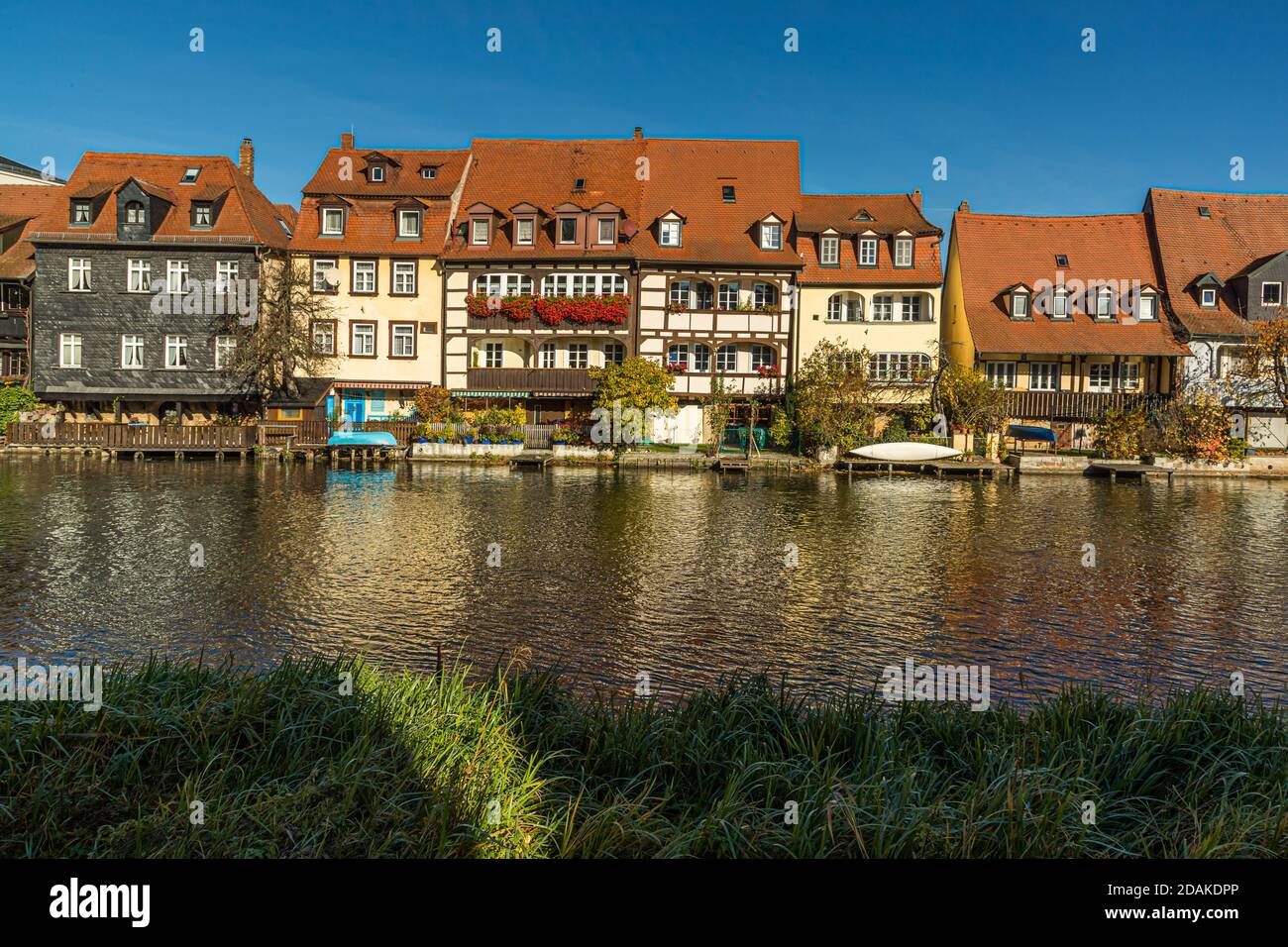 Il fiume Pregniz a Bamberga, Germania Foto Stock