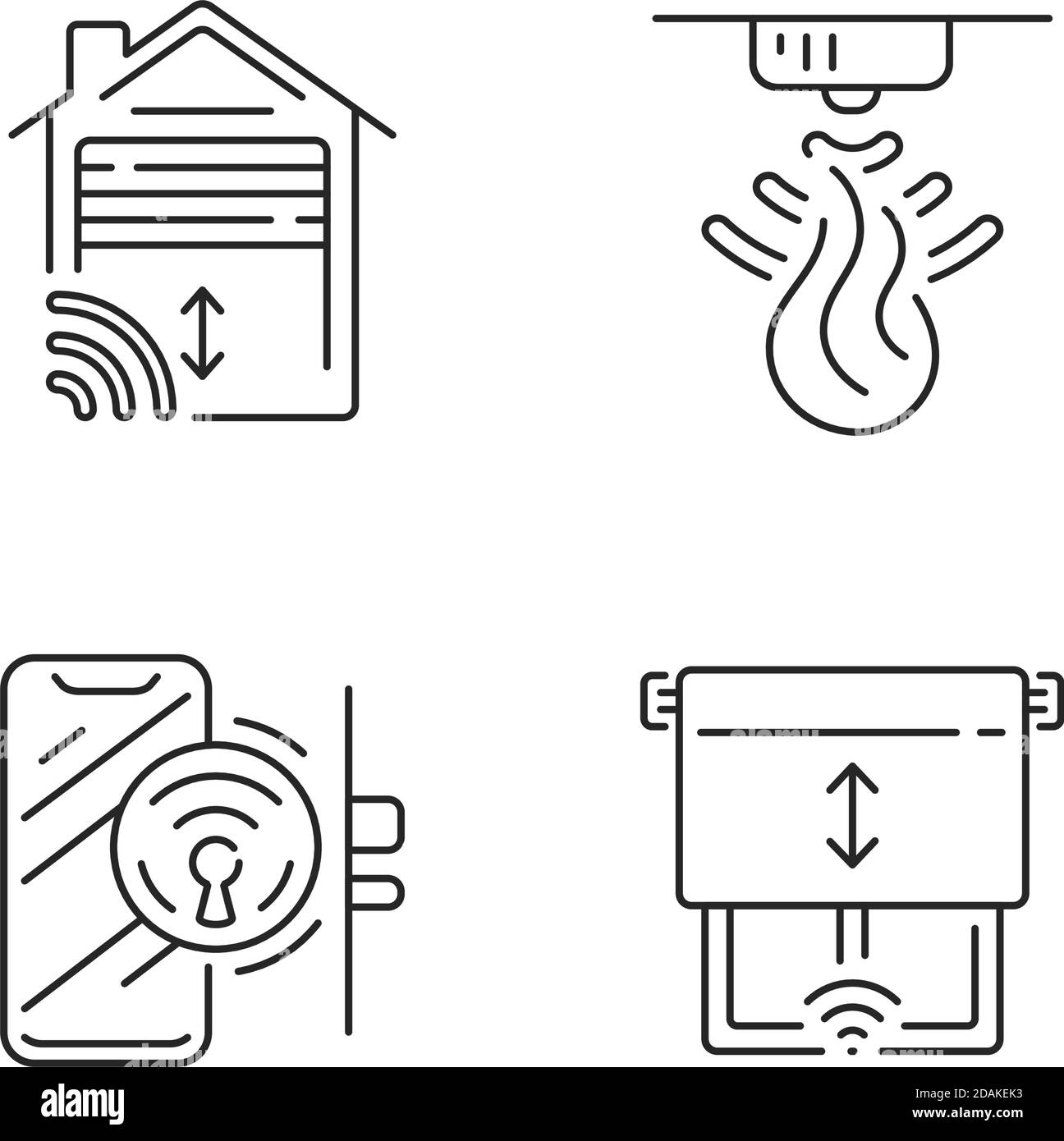 Set di icone lineari del sistema di controllo remoto della casa Illustrazione Vettoriale