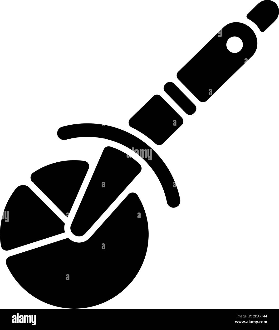 Icona glifo nero taglierina pizza Illustrazione Vettoriale