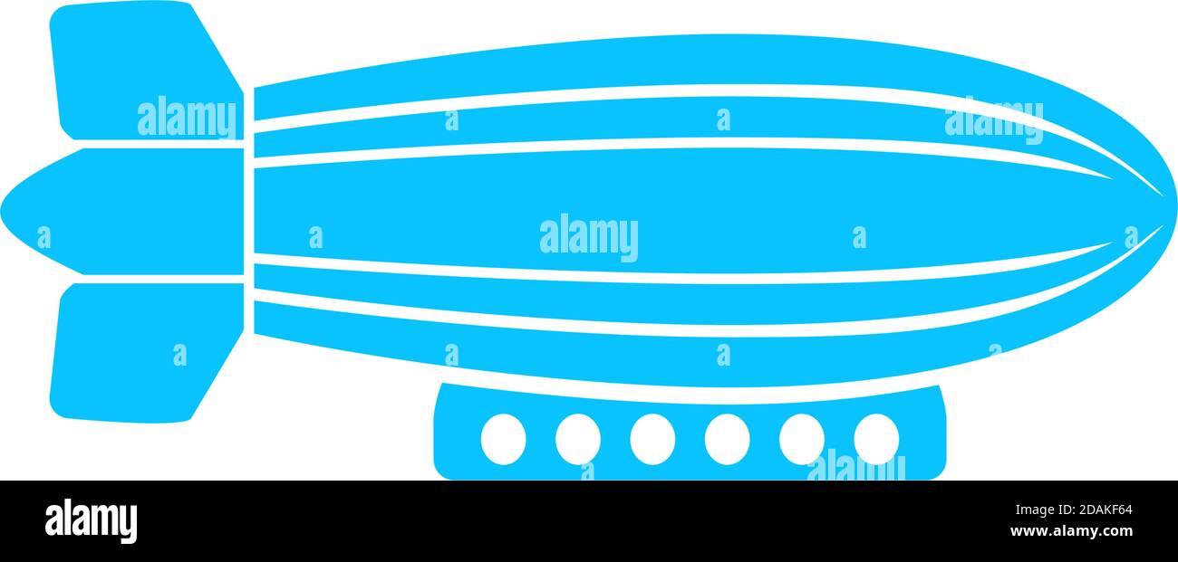 Veliero zeppelin icona piatta. Pittogramma blu su sfondo bianco. Simbolo dell'illustrazione vettoriale Illustrazione Vettoriale