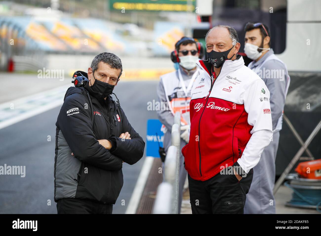 Tuzla, Turchia. 13 novembre 2020. STEINER Guenther (ita), Team Principal del team Haas F1, VASSEUR Frederic (fra), Team Principal dell'Alfa Romeo Racing ORLEN, ritratto durante il Gran Premio Turco di Formula 1 DHL 2020, dal 13 al 15 novembre 2020 sull'Intercity Istanbul Park, a Tuzla, vicino Istanbul, Turchia - Photo Florent Gooden / DPPI / LM Credit: Gruppo editoriale LiveMedia/Alamy Live News Foto Stock