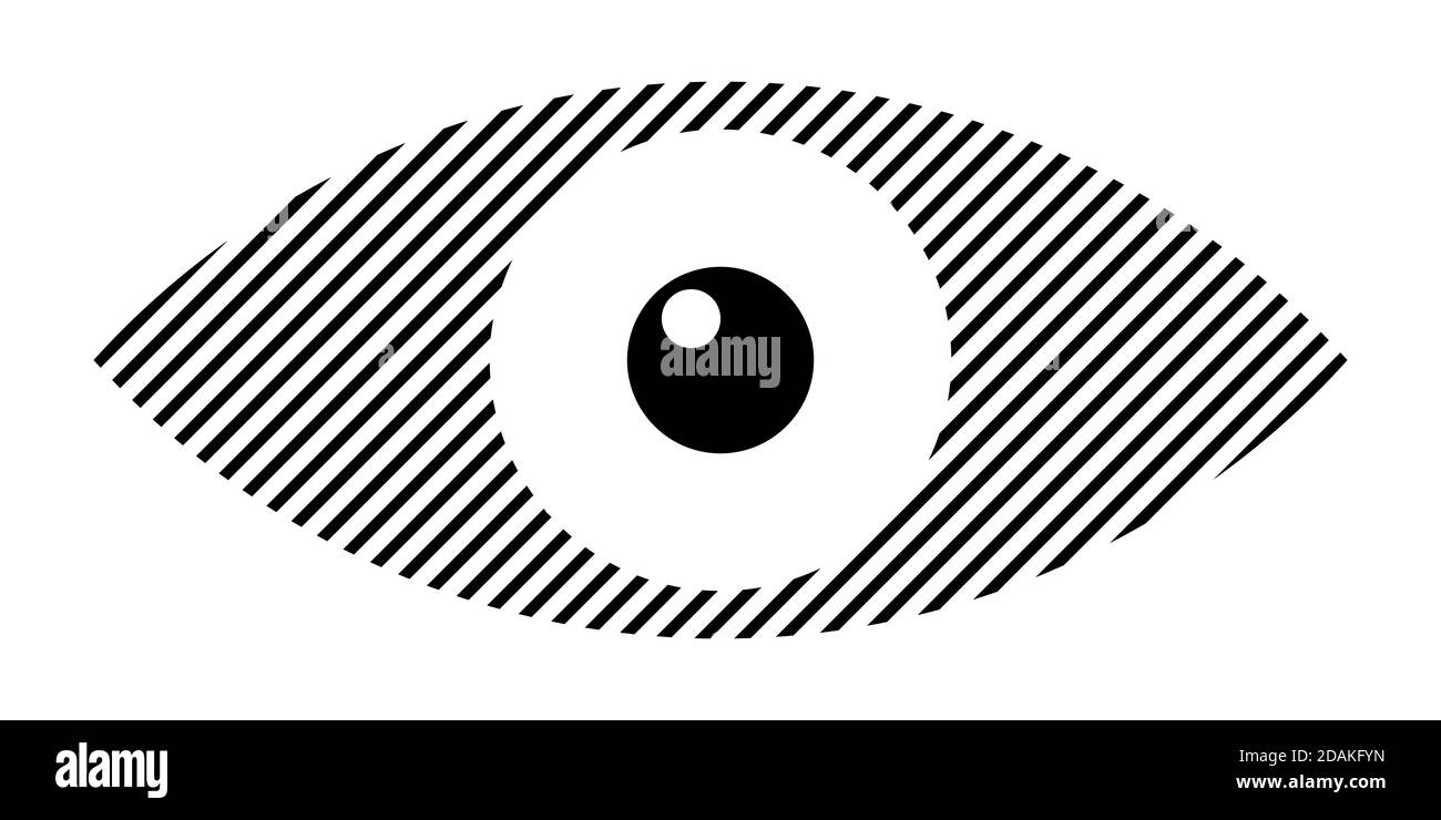 Icona occhio, simbolo occhio umano, isolato su sfondo bianco. Modello logo. Design piatto. Illustrazione Vector monocromatica. Illustrazione Vettoriale