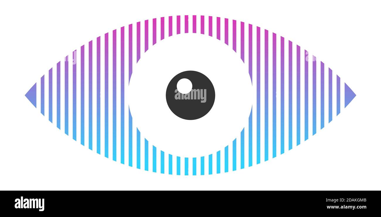 Icona occhio, simbolo occhio umano, isolato su sfondo bianco. Modello logo. Design piatto. Illustrazione dei colori vettoriali. Illustrazione Vettoriale