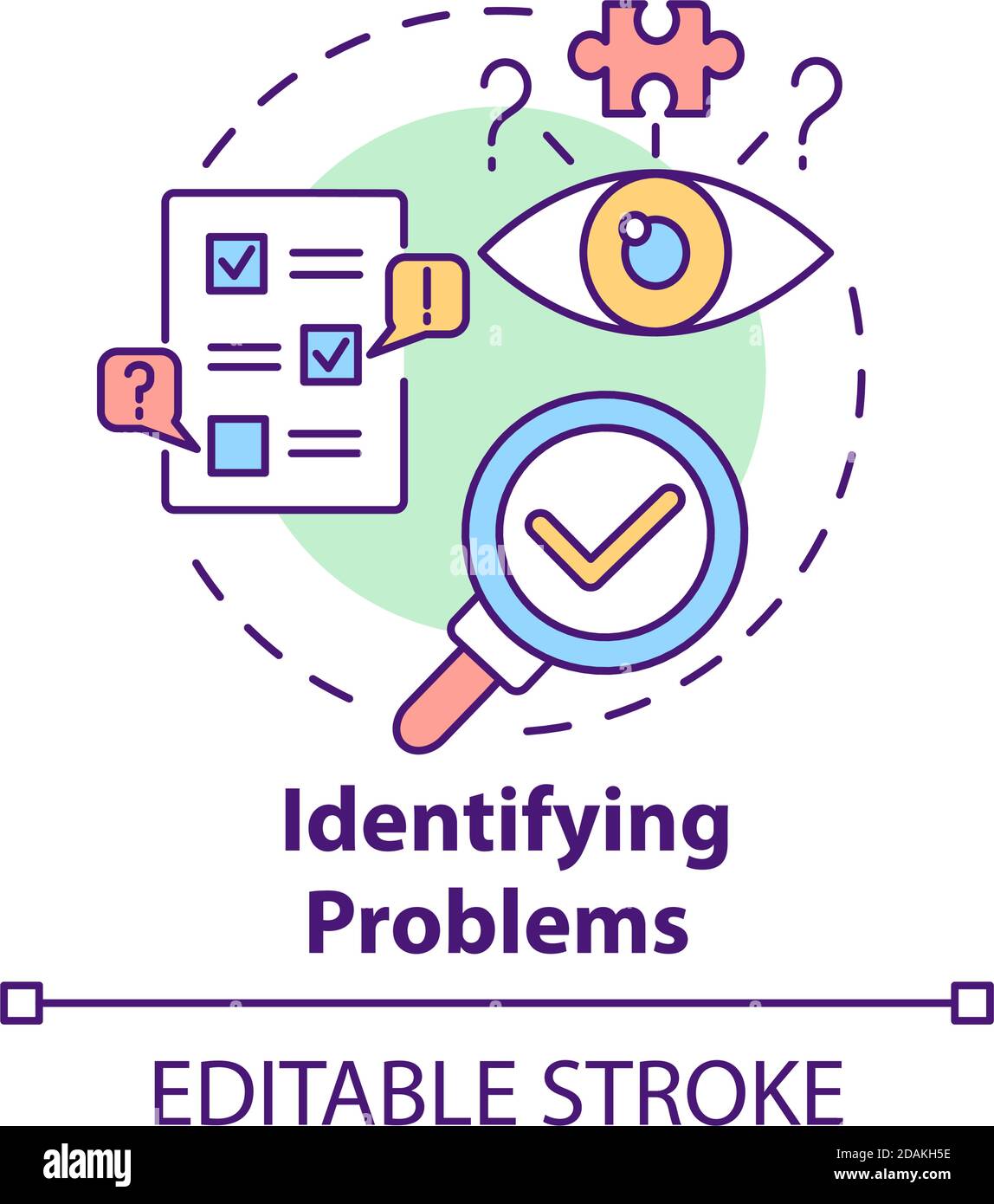 Identificazione dell'icona del concetto di problemi Illustrazione Vettoriale