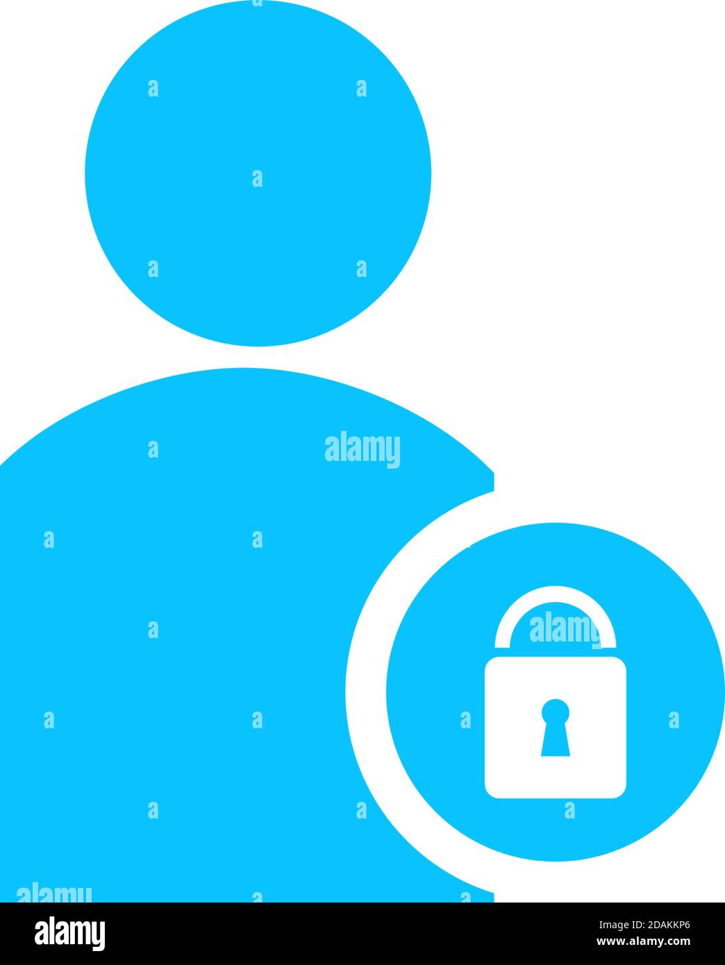 Blocca l'icona utente piatta. Pittogramma blu su sfondo bianco. Simbolo dell'illustrazione vettoriale Illustrazione Vettoriale